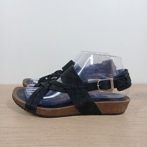 Teva Sandals Women 7.5 Black Leather Strappy Buckle Comfort Outdoorsy Summer